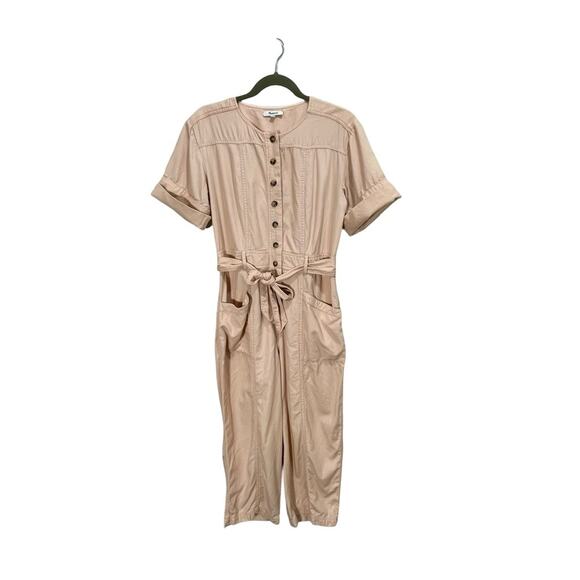 Madewell Top-Stitched Coverall Jumpsuit in Bashful Blush Pink Size 4 - Picture 6 of 15